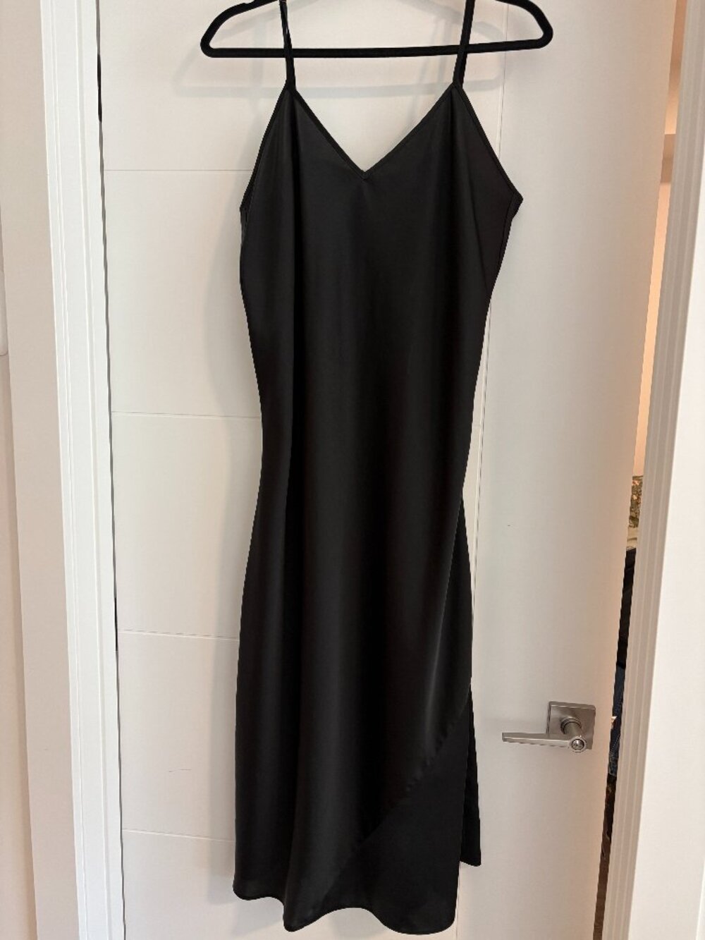 Knix x The Birds Papaya Satin Slip Dress - Black - Size XL